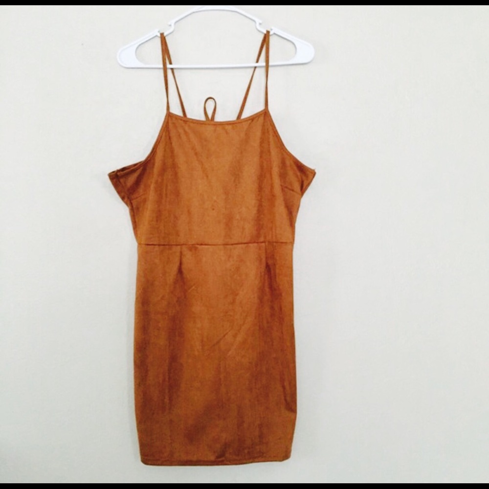 Suede tan mini dress